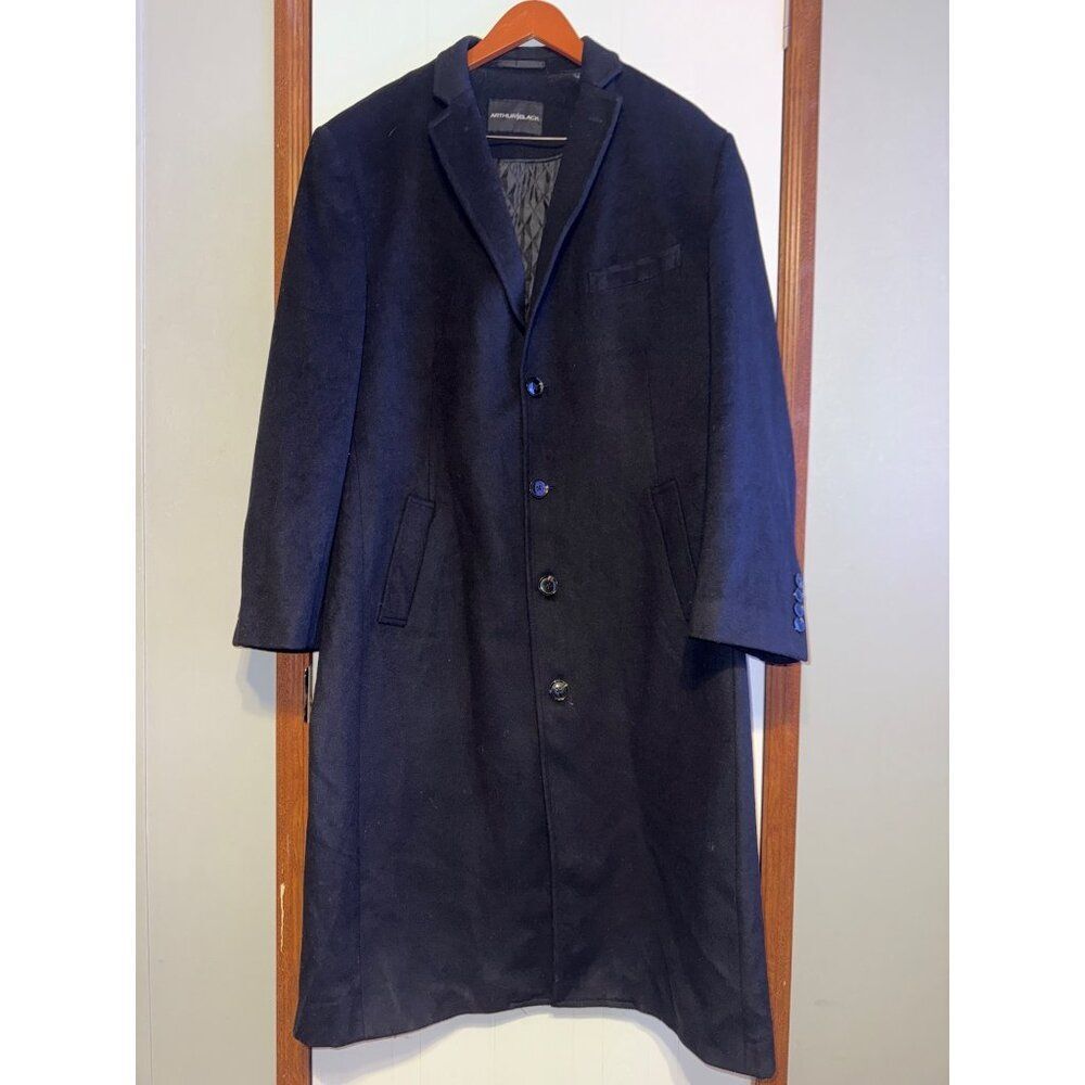 Arthur | Black  Cashmere And Wool Blend‎ Luxury Topcoat In Black Size 46 XL